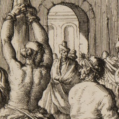 Julitte d’Icone tuée avec son fils à Tarse, 304 (Luyken, Théâtre des Martyrs)