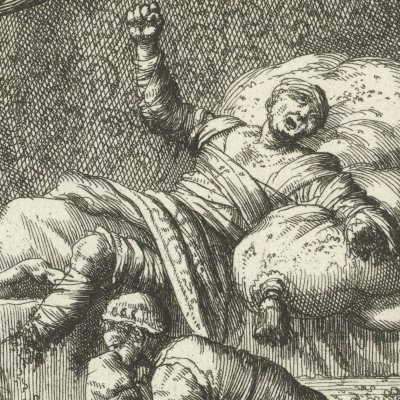 Honoric roi des Vandales, dévoré par les vers, 477 (Luyken, Théâtre des Martyrs)