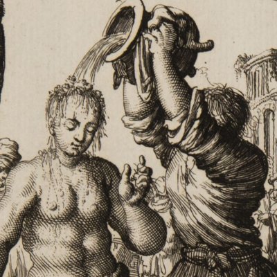 Algerius, étudiant de Padoue, brûlé à Rome, 1557 (Luyken, Théâtre des Martyrs)