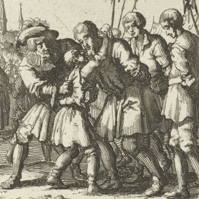Jakob Dircks et ses fils brûlés à Anvers en 1568 (Luyken, Théâtre des Martyrs)