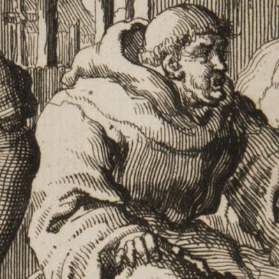 Dispute en prison de Jacob & de frère Cornelis (Luyken, Théâtre des Martyrs)