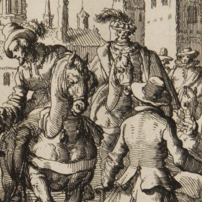 Arrestation de Hans van den Wegen, Gand, 1570 (Luyken, Théâtre des Martyrs)
