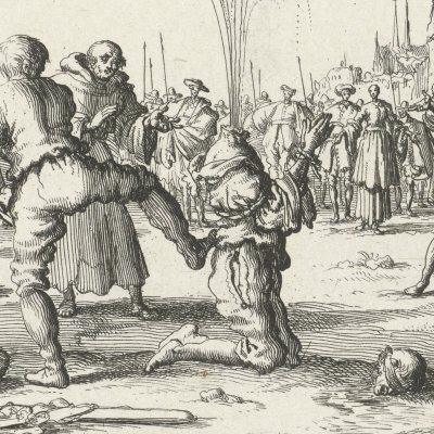 Décapitation de Hans Misel, Warthausen, 1571 (Luyken, Théâtre des Martyrs)