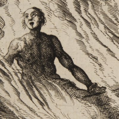 Hendrick Pruyt brûlé dans un bateau, Workum, 1574 (Luyken, Théâtre des Martyrs)