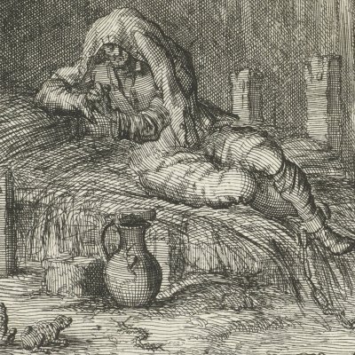 Georg Wenger en prison à Bressanone (Brixen), 1591 (Luyken, Théâtre des Martyrs)