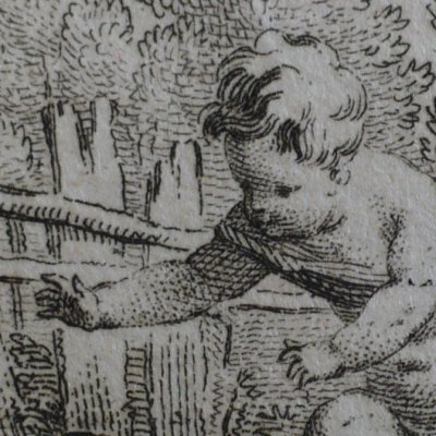 Putto chassant des oies (Décaméron 1757) - Aliamet