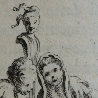 Marotte, putti and cornucopia, allegorical vignette (Decameron 1757)