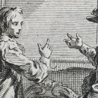 Guillaume Boursier chez Hermin des Grimauds (Décaméron 1757, J1N8) - Gravelot