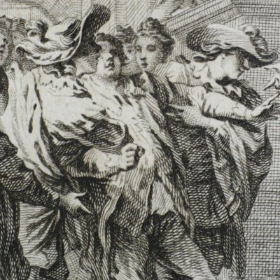 Martelin contrefait le perclus (Décaméron 1757, J2N1) - Gravelot