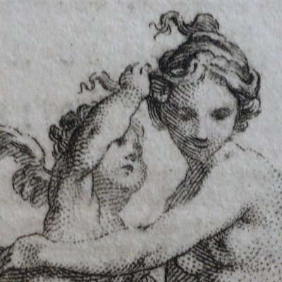Putto rajustant la chevelure de Vénus (Décaméron 1757) - Gravelot