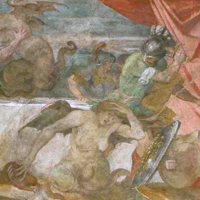 Les Harpies souillent la nourriture des Troyens (Bologne, Palazzo Fava) - Carrache