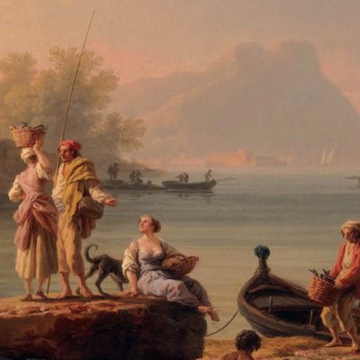 Une Marine au coucher du soleil (3e site de la promenade Vernet ?) - Vernet