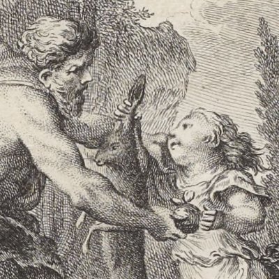 Chiron enseigne la chasse à Achille (Émile, 1762, t1 l2) - Eisen