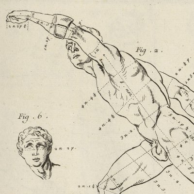 Proportions pour le Gladiateur Borghèse (Encyclopédie, t. 20, Dessein, Pl. 37)