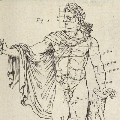 Apollon pythien, dit Apollon du Belvédère (Encyclopédie, t. 20, Dessein, Pl. 35)