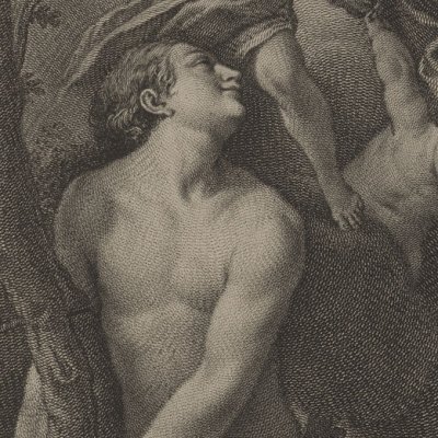 Saint Roch et saint Sébastien d’après le Corrège (Rec. d’estampes…, Dresde 1753)