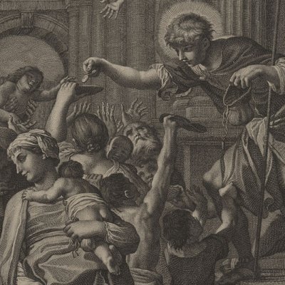 L’aumône de saint Roch, d’après A. Carrache (Recueil d’estampes…, Dresde 1753)