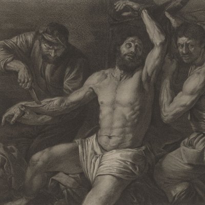 Martyre de St Barthelemy, d’après l’Espagnolet (Rec. d’estampes…, Dresde 1753)