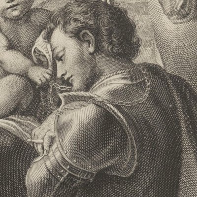 St Georges à genoux devant l’enfant Jésus (Recueil d’estampes…, II, Dresde 1757)