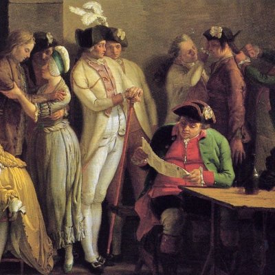 Officiers recruteurs dans une taverne - Léonard Defrance