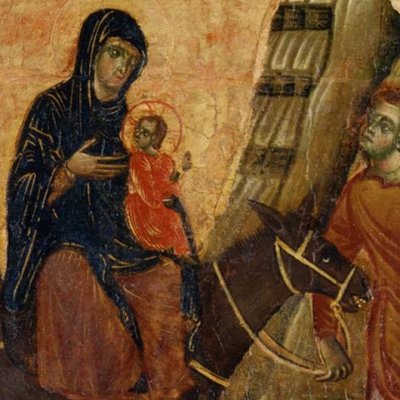 Fuite en Égypte (Polyptyque) - Guido da Siena
