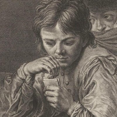 Les joueurs d’après le Caravage (Recueil d’estampes…, II, Dresde 1757)