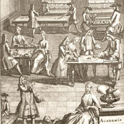 Frontispice de l’Académie universelle des jeux (Paris, Legras, 1725) - Scotin