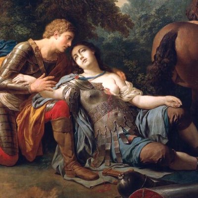 Tancrède reconnaît Clorinde dans le guerrier qu’il a blessé - Lagrenée