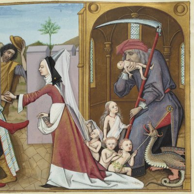 Saturn devouring his children (E. de Conty, Book of Love Chess) - Testard