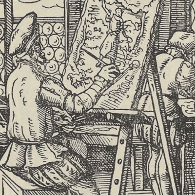 Le peintre (Das Ständebuch, Le livre des métiers, Leipzig, 1568) - Jost Amman
