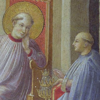 La papauté offerte à saint Grégoire (Scène de la Thébaïde) - atelier de Fra Angelico