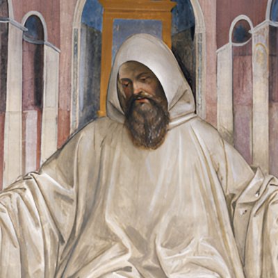 Don de la règle par Benoît aux Olivétains (Monte Oliveto, Vie de saint Benoît) - Le Sodoma
