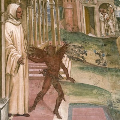 Benoît exorcise un moine possédé (Monte Oliveto, Vie de saint Benoît) - Le Sodoma