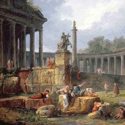 Caprice architectural et obélisque - Hubert Robert