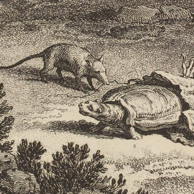 Le corbeau, la gazelle... 3e pl. (La Fontaine, Desaint & Saillant, 1755) - Oudry
