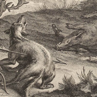 Le loup et le chasseur (La Fontaine, Desaint et Saillant, 1755) - Oudry