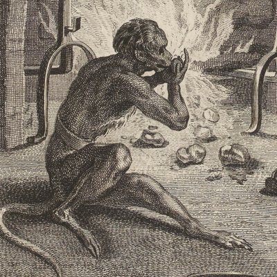 Le Singe et le chat (La Fontaine, Desaint et Saillant, 1755) - Oudry