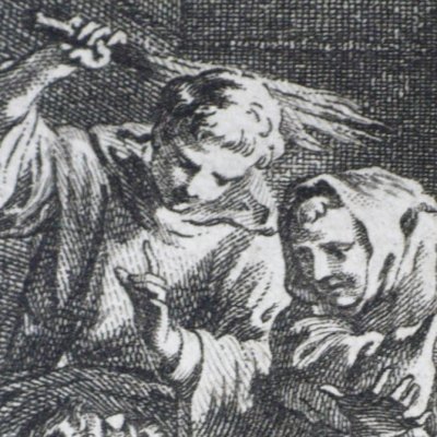 Féronde fustigé se croit au Purgatoire (Décaméron 1757 J3N8) - Gravelot