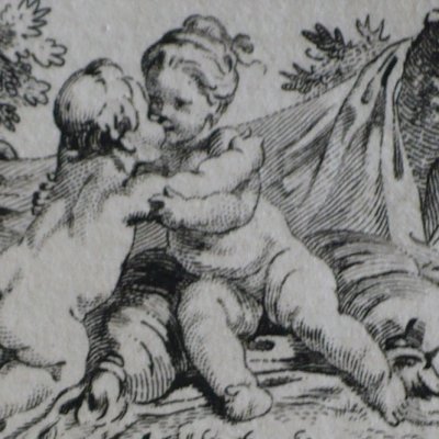 Putti amants et putto trompé (Décaméron 1757) - Gravelot