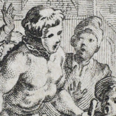 Frère Albert déguisé en sauvage (Décaméron 1757, J4N2) - Gravelot