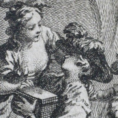 Trois amants et leurs maîtresses embarquent à Gênes (Déc. 1757 J4N3) - Gravelot