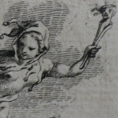 Folie conduisant Amour aux yeux bandés (Décaméron 1757) - Gravelot