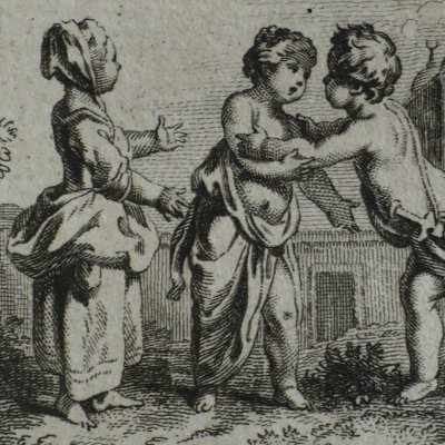 Putti devant un palais oriental (Décaméron 1757) - Gravelot