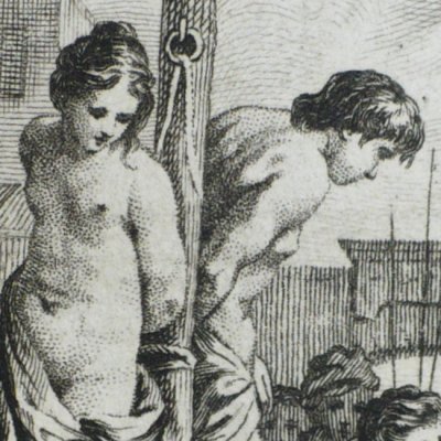 Jean de Procide et sa maîtresse condamnés au bûcher (Décaméron 1757 J5N6) - Gravelot