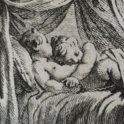 Un putto roi découvre des amants endormis (Décaméron 1757) - Gravelot