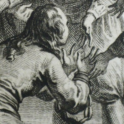 Théodore, reconnu pas son père, est gracié (Décaméron 1757 J5N7) - Cochin