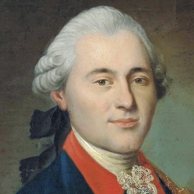 Le général Ivan Ivanovitch Betski (Иван Иванович Бецкой) tenant son tricorne, un plan et un compas