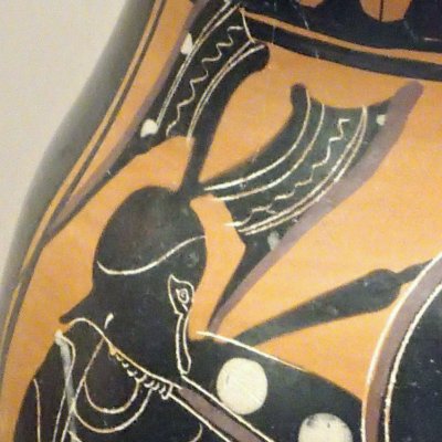 Athéna tue le géant ailé Pallas (Olpè à figures noires)