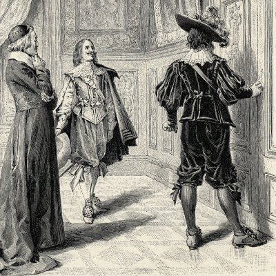 Tréville entre le cadinal et le Roi (Les trois mousquetaires, 1894) - M. Leloir