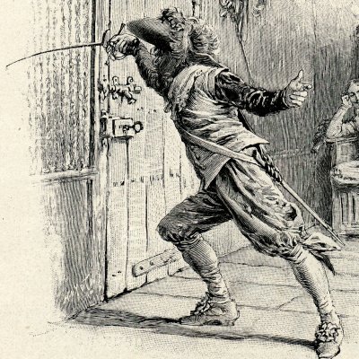 Porthos espadonne contre le mur (Les trois mousquetaires, 1894) - M. Leloir